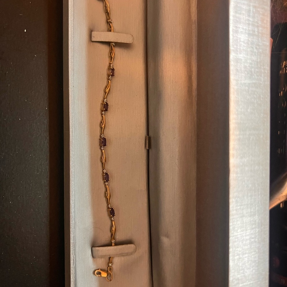 Zales Gold and Purple Gemstone Bracelet